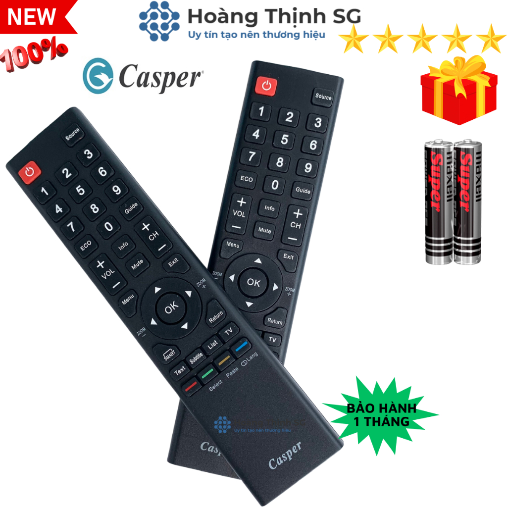 Romote điều khiển tivi casper, Remote tivi casper - Tặng kèm pin