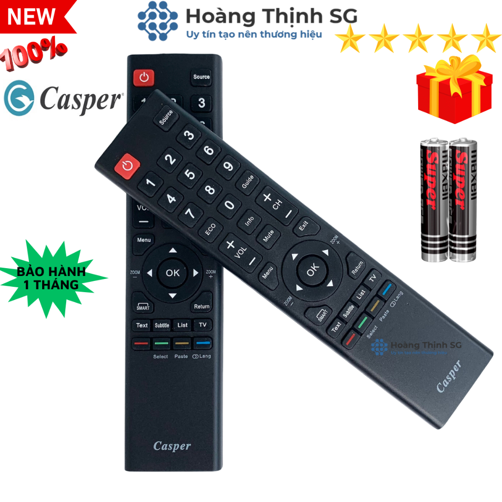 Romote điều khiển tivi casper, Remote tivi casper - Tặng kèm pin