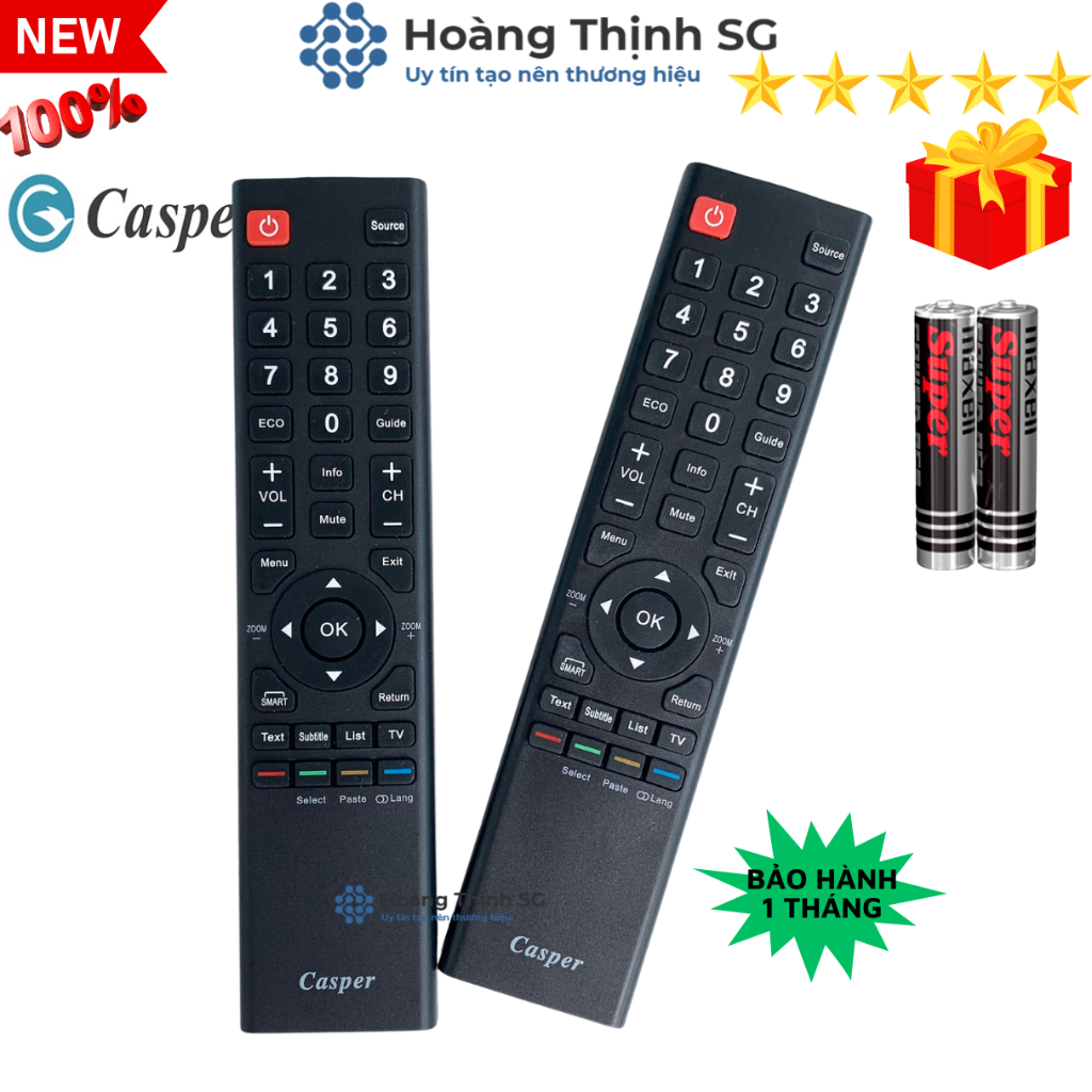 Romote điều khiển tivi casper, Remote tivi casper - Tặng kèm pin