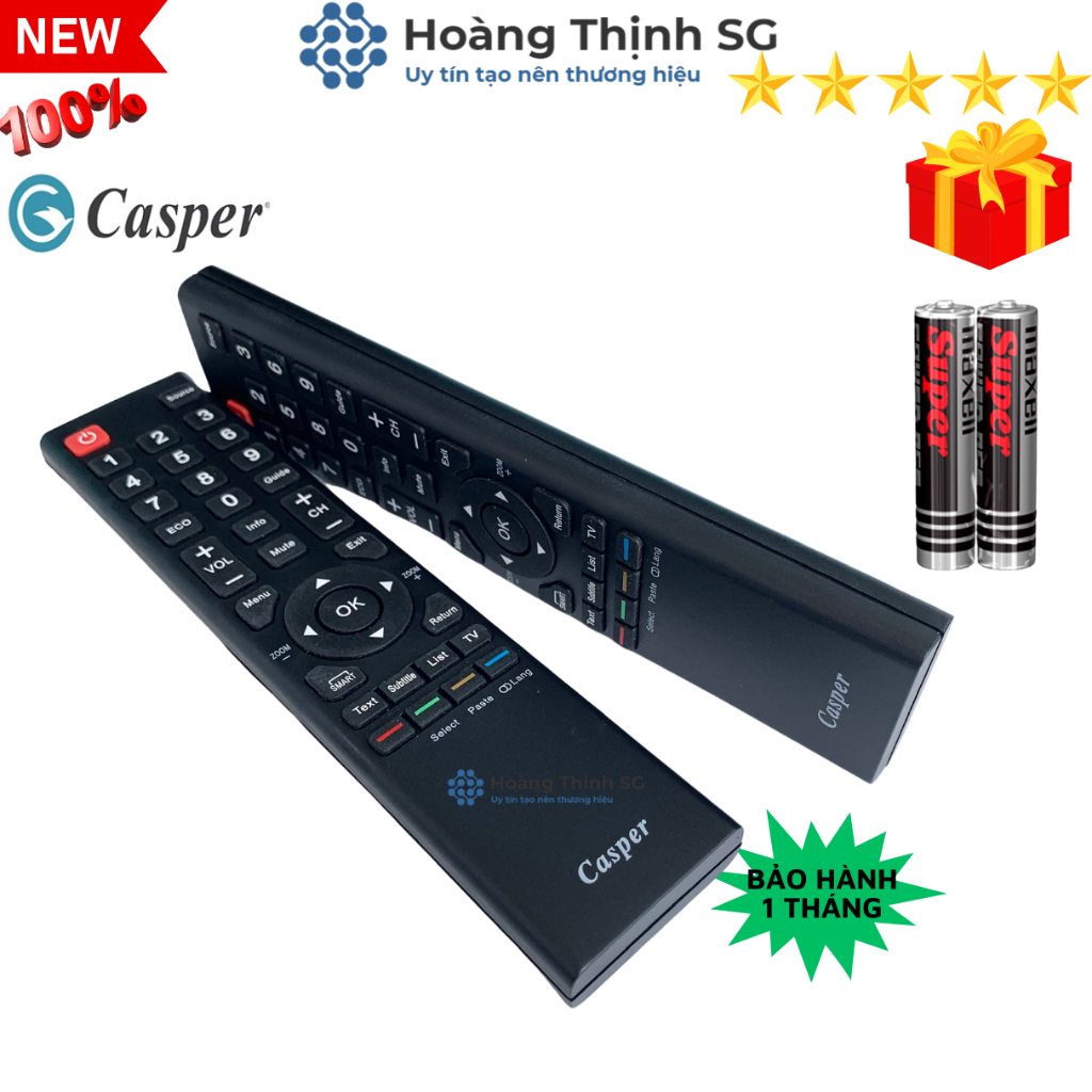 Romote điều khiển tivi casper, Remote tivi casper - Tặng kèm pin