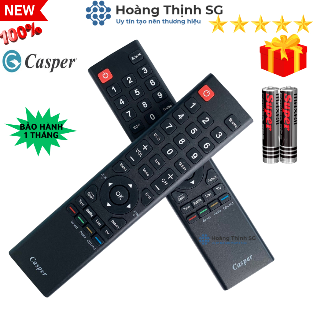 Romote điều khiển tivi casper, Remote tivi casper - Tặng kèm pin