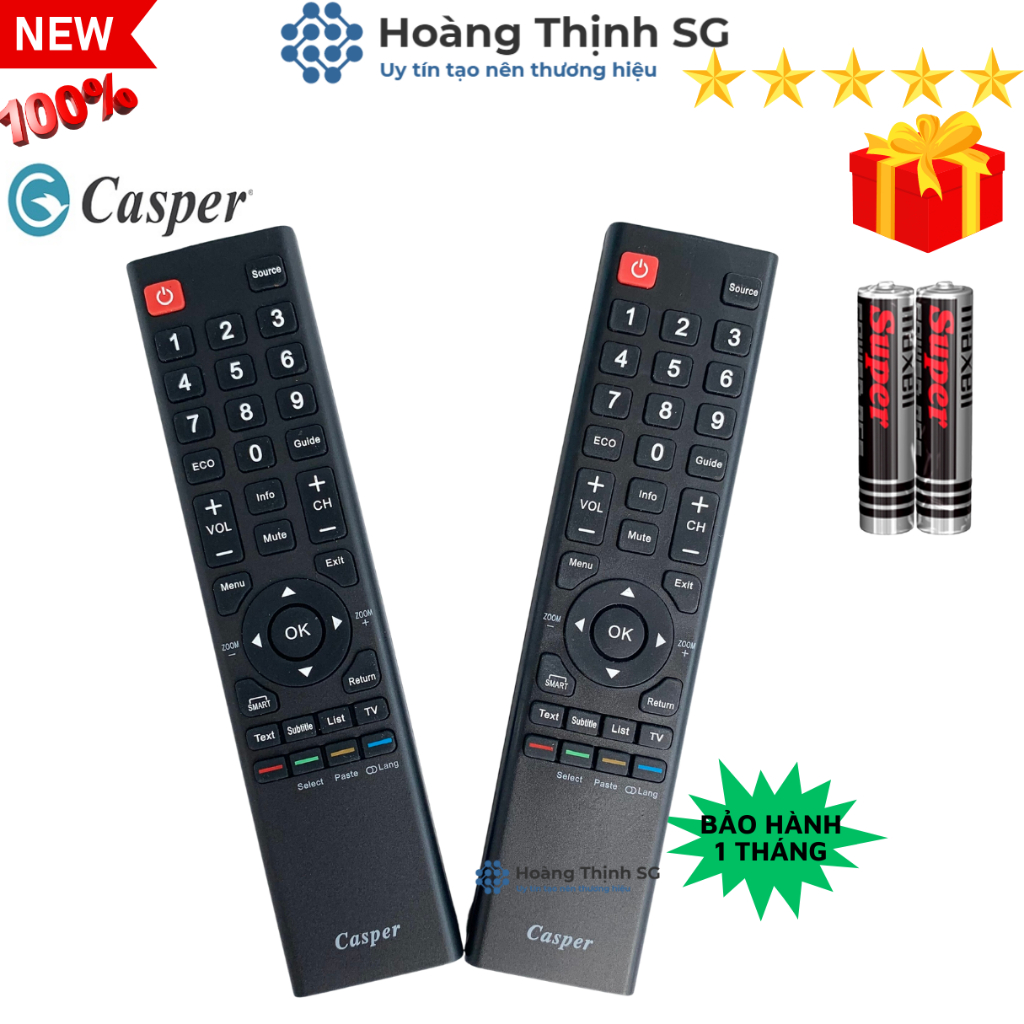 Romote điều khiển tivi casper, Remote tivi casper - Tặng kèm pin