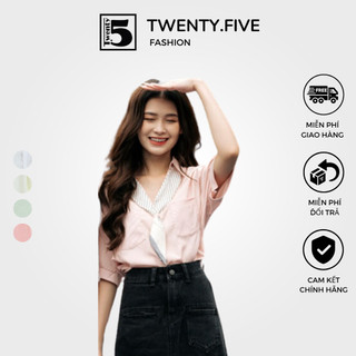 Áo Sơ Mi Nữ Văn Phòng Cổ Đức Kèm Khăn Đính Bơ TWENTYFIVE 4683 - Áo Sơmi Nữ Cổ Thiết kế Caravat