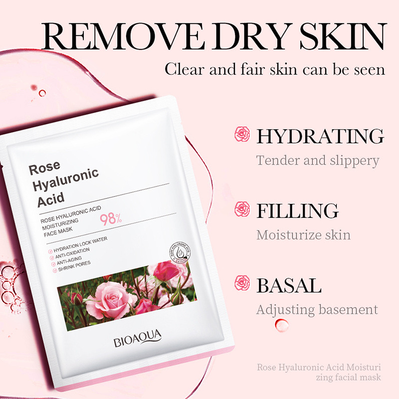 Mặt nạ Hoa Hồng BIOAQUA Rose Hyaluronic Acid Cấp nước Dưỡng ẩm chuyên sâu Nội Địa Trung CHARM BEAUTY