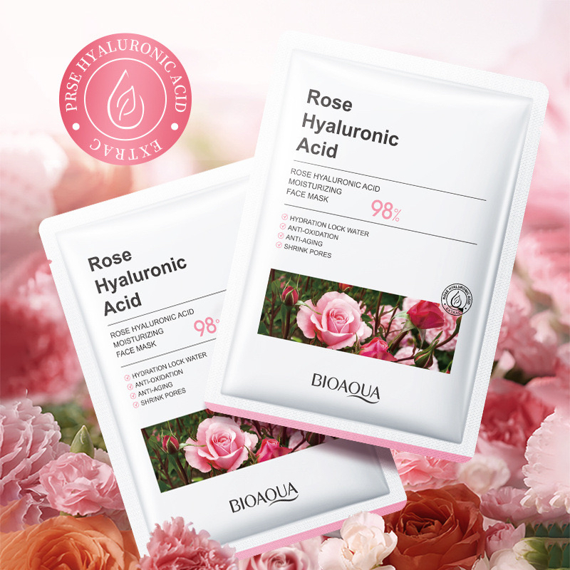 Mặt nạ Hoa Hồng BIOAQUA Rose Hyaluronic Acid Cấp nước Dưỡng ẩm chuyên sâu Nội Địa Trung CHARM BEAUTY