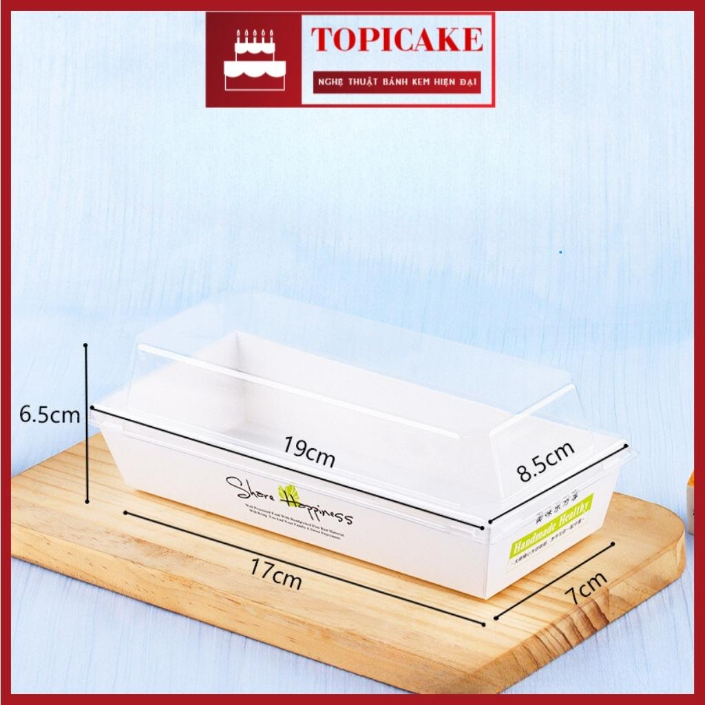 50 Hộp Giấy Nhập Khẩu Vuông, Chữ Nhật Đựng Bánh Sanwich, Su Kem, Tiramisu, Màu Trắng, Nâu(kraft) Kèm NẮP NHỰA TRONG SUỐT