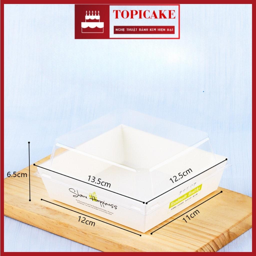 50 Hộp Giấy Nhập Khẩu Vuông, Chữ Nhật Đựng Bánh Sanwich, Su Kem, Tiramisu, Màu Trắng, Nâu(kraft) Kèm NẮP NHỰA TRONG SUỐT