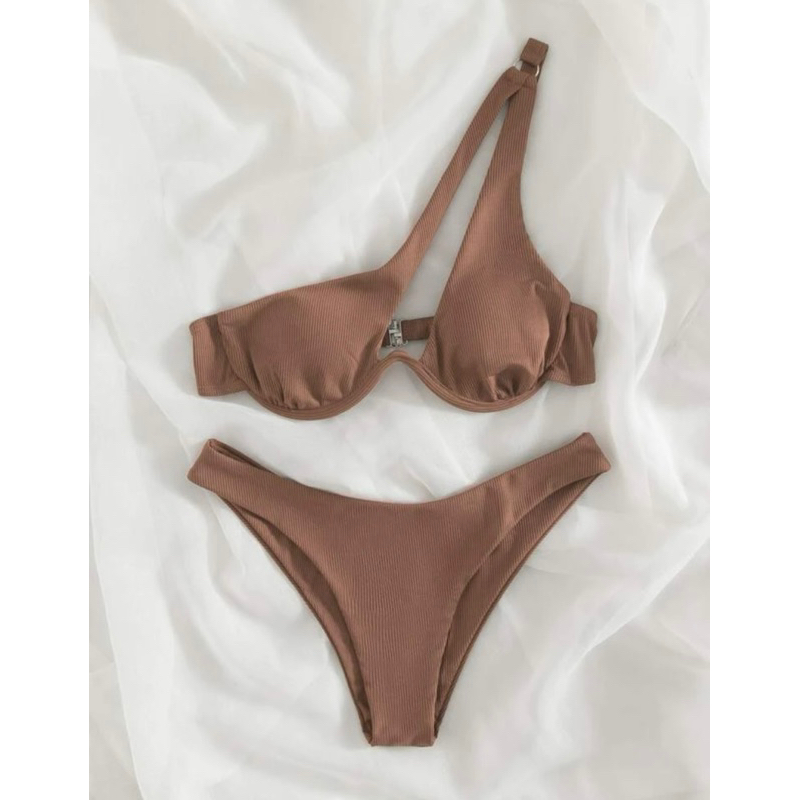 𝒫𝑒𝒶𝒸𝒽𝓎 𝒷𝒾𝓀𝒾𝓃𝒾 - Bộ bikini Nhẫn màu trơn Dễ thương