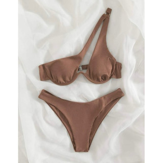 𝒫𝑒𝒶𝒸𝒽𝓎 𝒷𝒾𝓀𝒾𝓃𝒾 - bộ bikini nhẫn màu trơn dễ thương