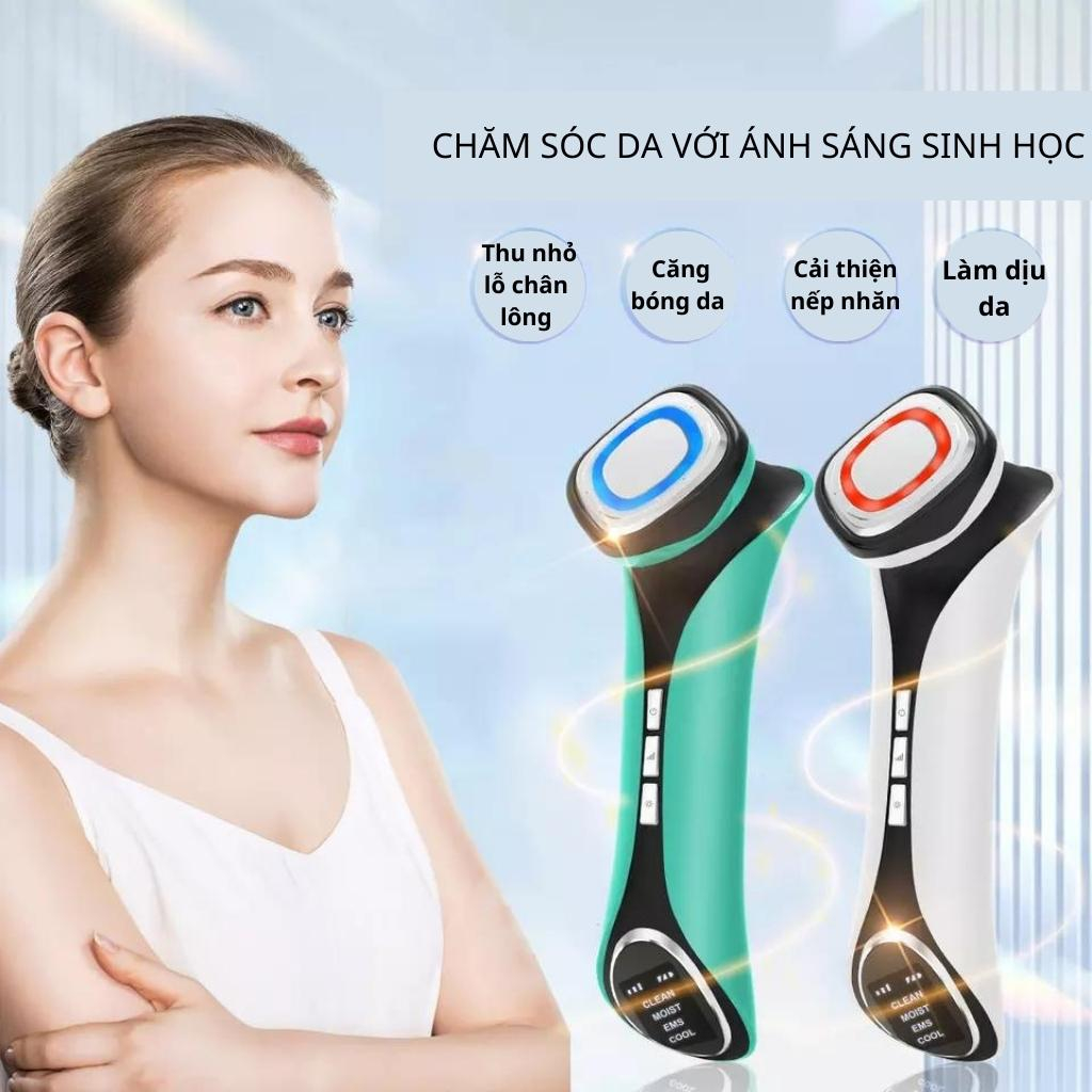 Máy massage mặt, máy điện di tinh chất nóng lạnh chăm sóc da D818 pro nâng cấp