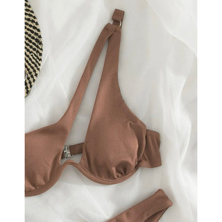 𝒫𝑒𝒶𝒸𝒽𝓎 𝒷𝒾𝓀𝒾𝓃𝒾 - Bộ bikini Nhẫn màu trơn Dễ thương