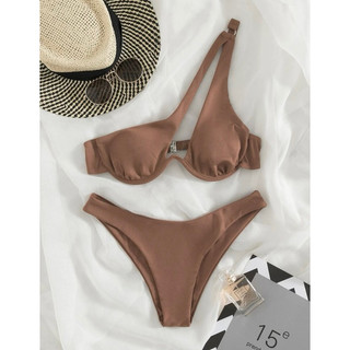 𝒫𝑒𝒶𝒸𝒽𝓎 𝒷𝒾𝓀𝒾𝓃𝒾 - Bộ bikini Nhẫn màu trơn Dễ thương