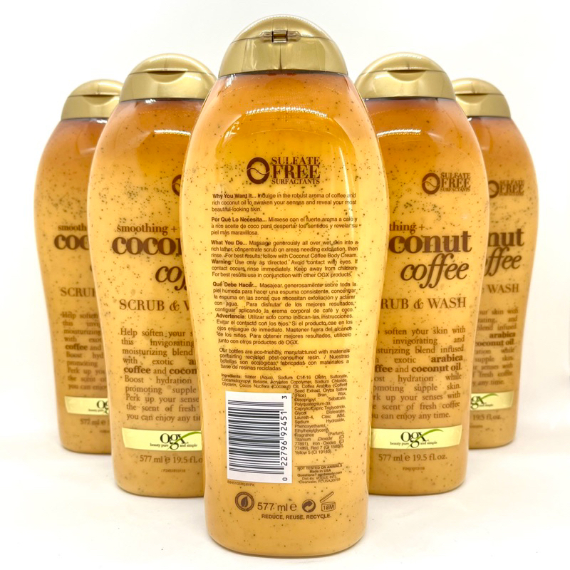 SỮA TẮM TẨY TẾ BÀO CHẾT OGX COCONUT COFFEE 577ML – CỦA MỸ