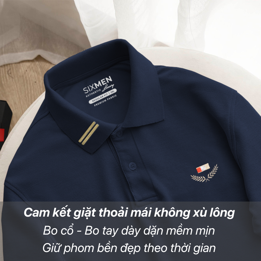 Áo Polo nam thêu cao cấp  SIXMEN VICTORY - polo vải cá sấu cotton CVC thoáng mát nam tính