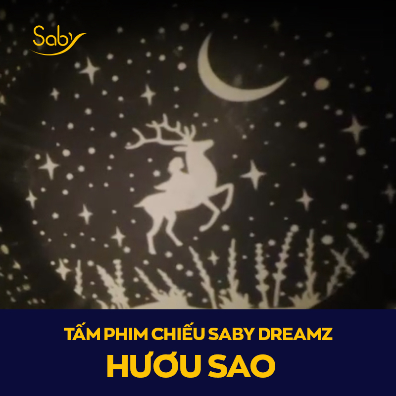 Đèn Chiếu Sao Saby Dreamz mix 3 tấm chiếu tự chọn, tích điện sạc cổng USB 5V-1A, tự động xoay 360 độ với 3 màu ánh sáng