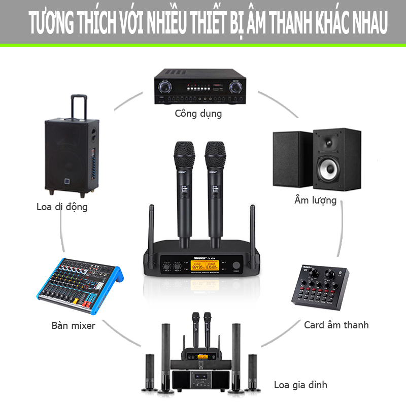 Shuer/GXLD4 microphone wireless,micro không dây cao cấp,micro hát karaoke không dây chống hú
