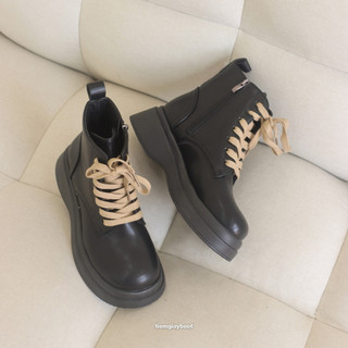 Boot Cổ Vừa Cao Cấp Mũi Tròn CC17 (Tặng kèm 1 dây đen) Tiemgiayboot