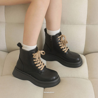Boot Cổ Vừa Cao Cấp Mũi Tròn CC17 (Tặng kèm 1 dây đen) Tiemgiayboot