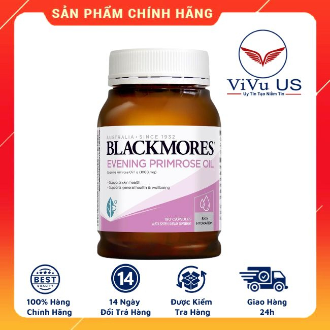 Tinh dầu hoa anh thảo Blackmores Evening Primrose 190 viên của Úc (ĐẢM BẢO CHÍNH HÃNG ÚC 100%).
