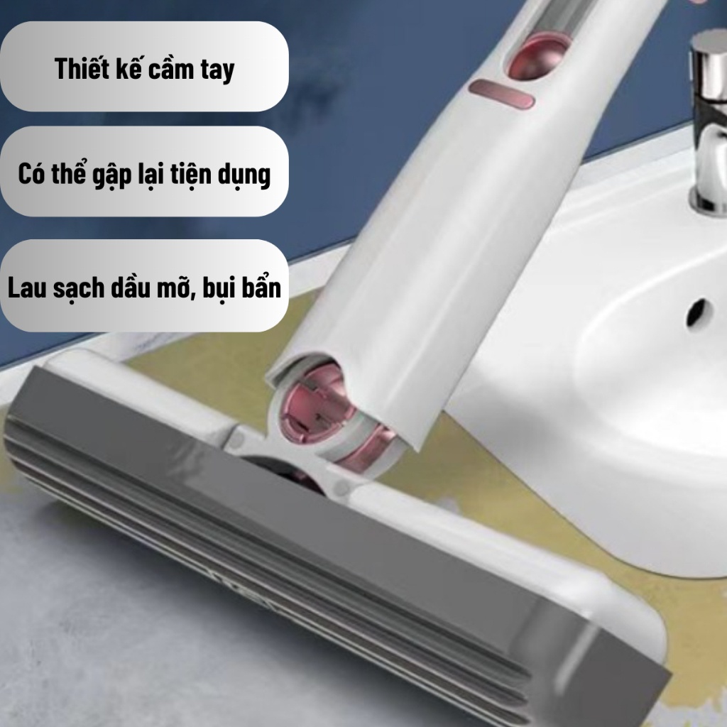 Cây lau nhà mini tự vắt thông minh siêu thấm hút 25cm tiện ích đa năng sử dụng lau bàn bếp gương kính gấp gọn đa năng