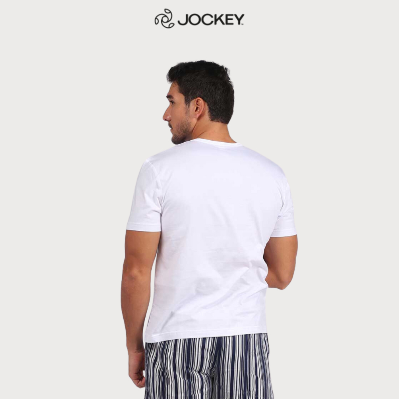 Áo Thun Nam Jockey Ngắn Tay Thun Cotton Màu Trắng - J2110-61