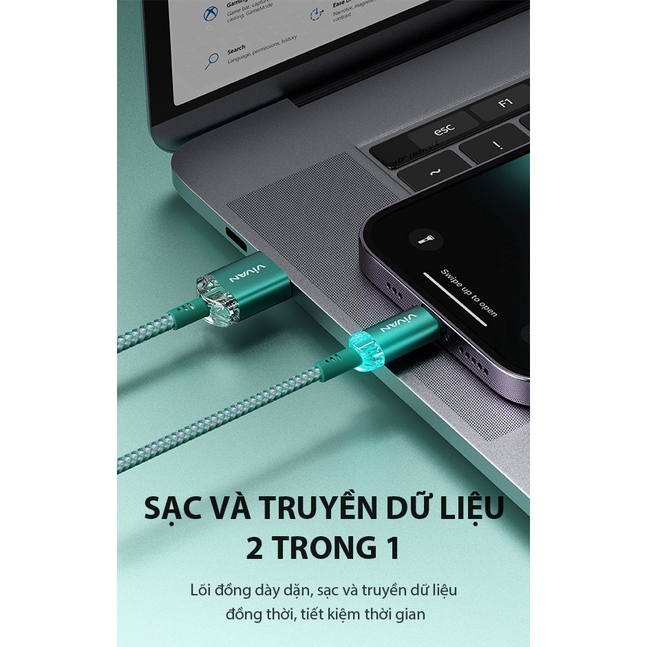 Cáp Sạc Nhanh VIVAN TypeC/Light/MicroUSB -  VXC100S/VXL100S/VXM100S 100cm, 3A/2.4A - BẢO HÀNH 12 THÁNG