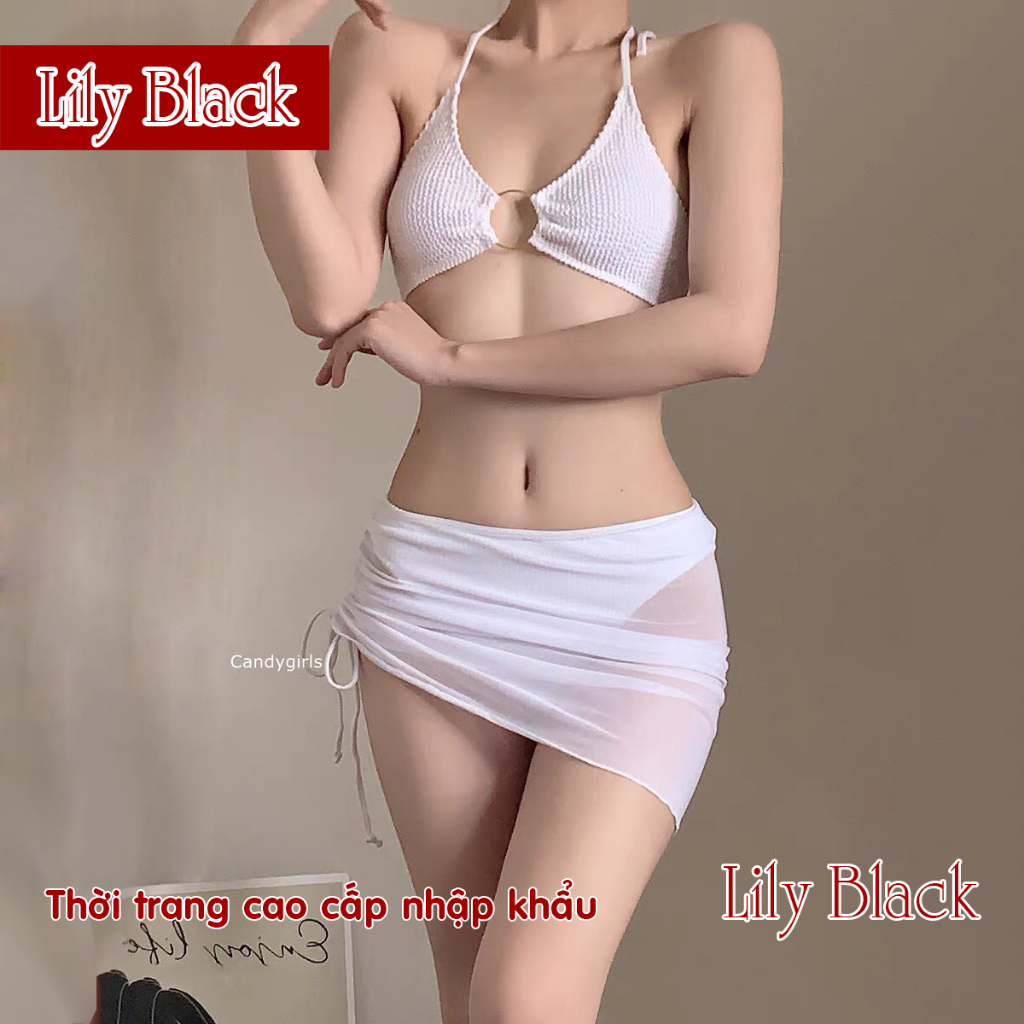 Bikini 2 mảnh sexy Quý Phái Set Đồ Bơi Nữ 3 Chi Tiết Quây Che Mông Voan Quyến Rũ Đồ Đi Biển Cao Cấp Pikini Hai Mảnh N68