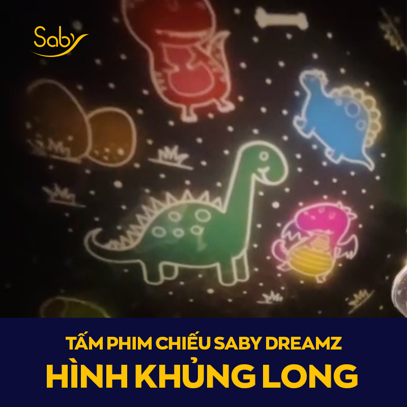 Tấm phim chiếu Khủng Long Saby Dreamz, hình chiếu dành cho đèn chiếu sao, đèn chiếu trần đèn ngủ cho bé