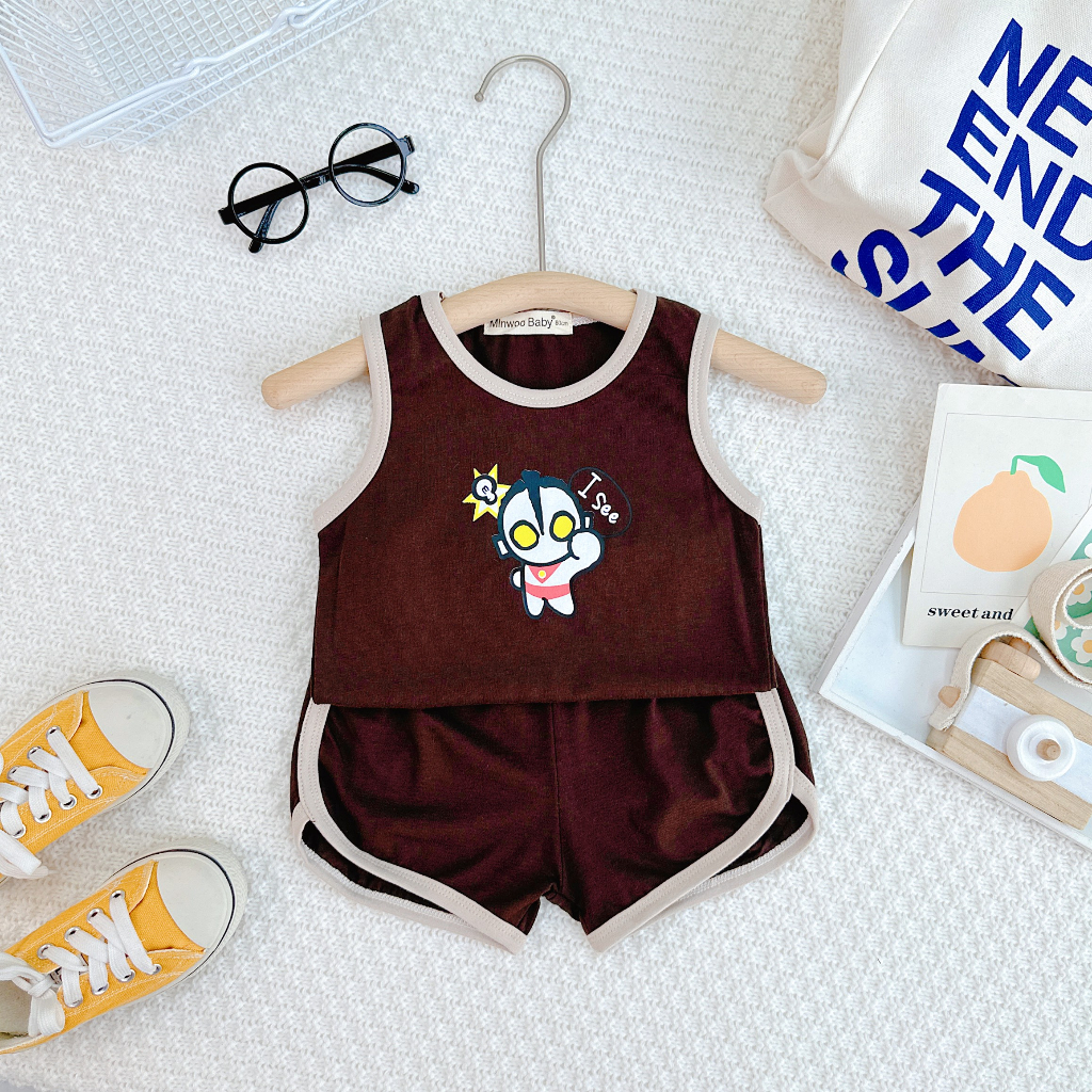 Bộ quần áo ba lỗ  trẻ em  6-19kg in hình Friends cho bé trai bé gái, chất cotton 4 chiều cao cấp mùa hè cho bé