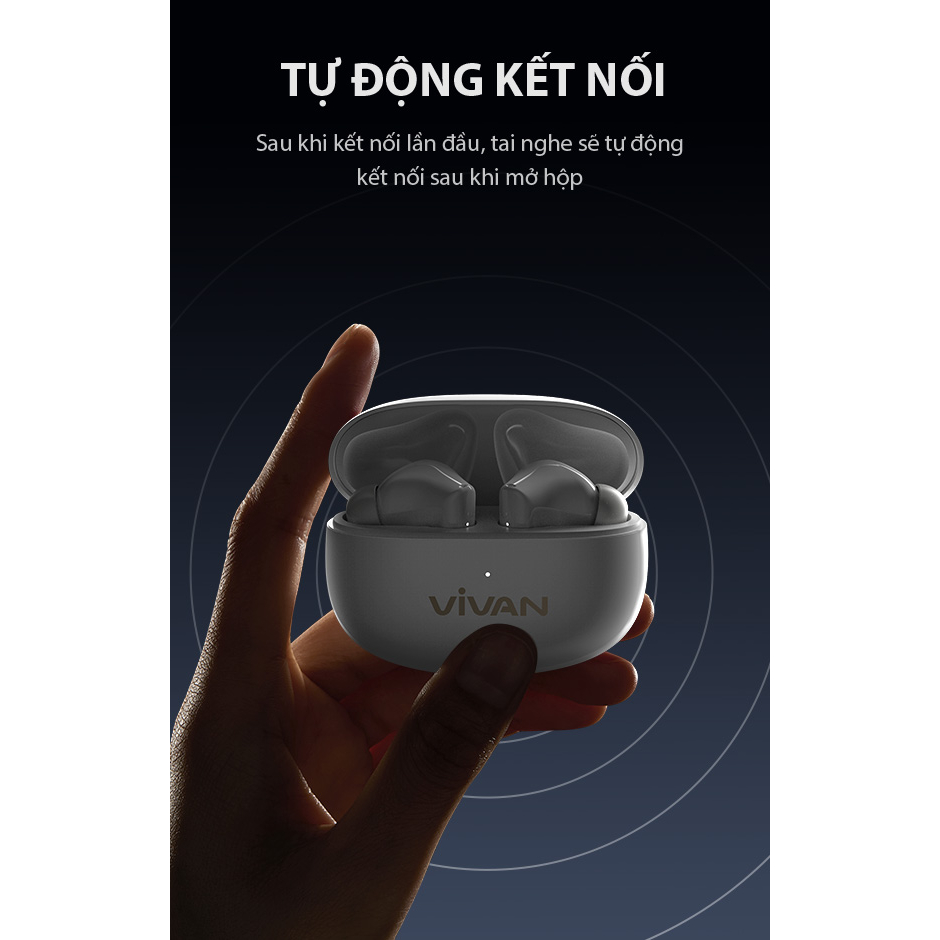 Tai Nghe Bluetooth VIVAN Liberty T220Plus 2 Màu Midnight/ White 4 Mic Chống Ồn, Màng Loa Cao Cấp - BẢO HÀNH 12 THÁNG