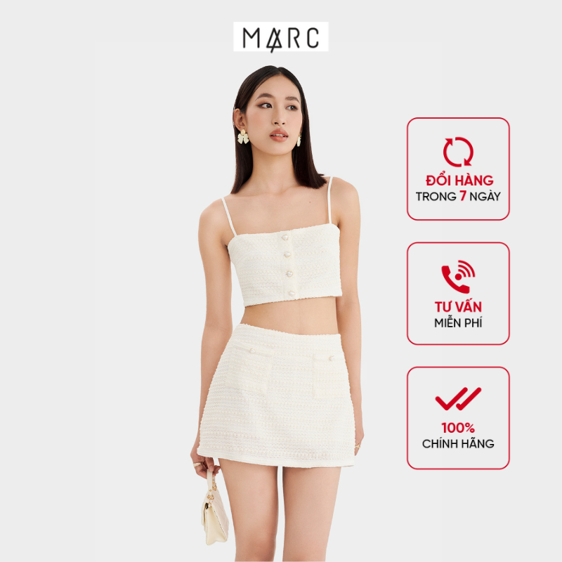 Váy mini MARC FASHION lưng thấp 2 túi phối viền - FALH052323