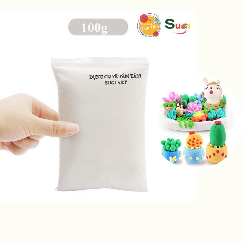 [ TÂM TÂM ] Đất sét Nhẹ - màu trắng - gói gần 100g  , dùng để bỏ vào slime hoặc nặn trang trí