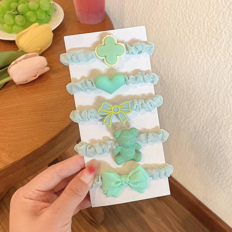 Dây Buộc Tóc Vải Gắn Họa Tiết, Không Làm Đau Tóc Bé Gái Siêu Kute