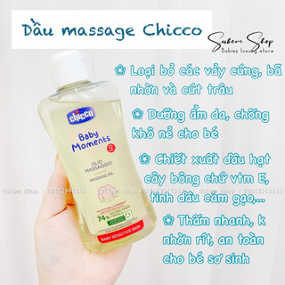 Dầu massage Chicco của Ý Chiết Xuất Hạt Bông Siêu An Toàn, Dịu Nhẹ Dành Cho Các Bé Sơ Sinh 0m+