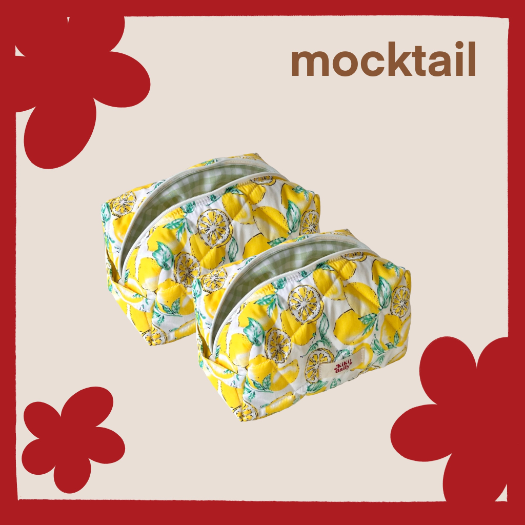 Mocktail Pouch - Túi vải chần bông Kikidaily mềm xốp, hoạ tiết phối màu dễ thương