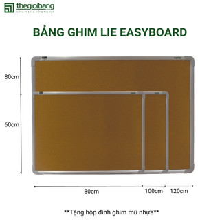 Bảng Ghim Lie (Ghim Bần) Khung Nhôm Easyboard - Bảng Tân Hà - KT 60x80cm, 60x100cm, 80x120cm