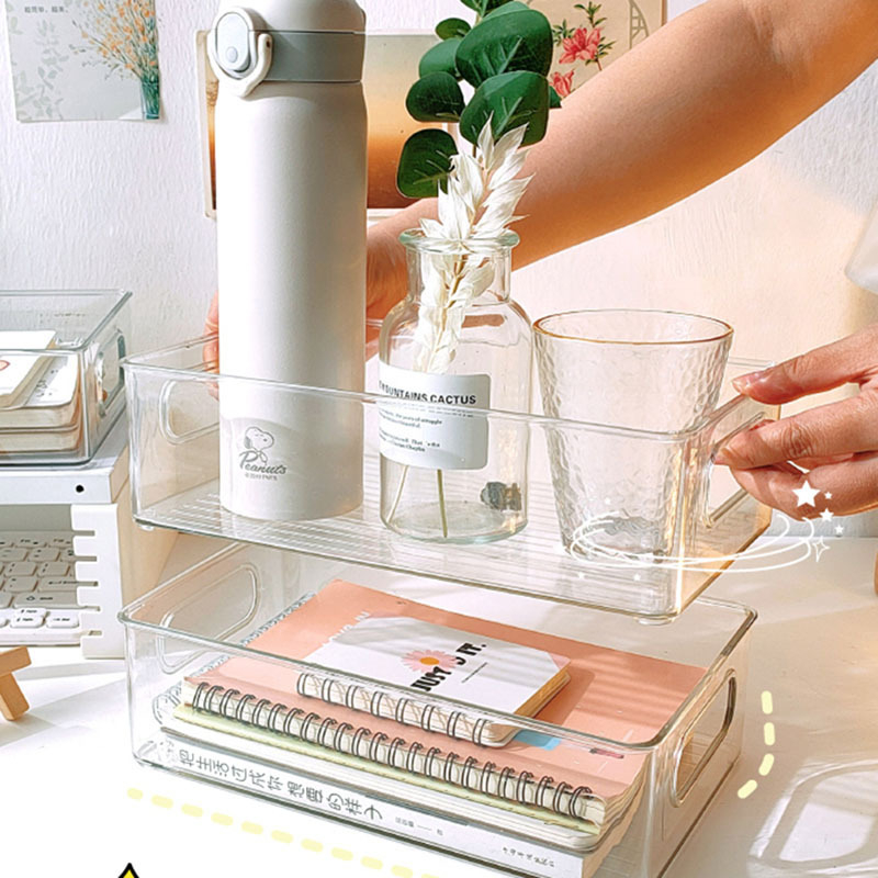 Khay trong suốt đựng vật dụng tặng kèm sticker - UniLabel