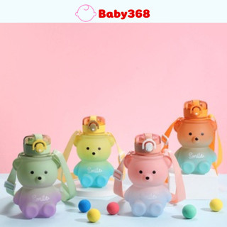 Bình đựng nước 1000ml hình gấu dễ thương kèm tặng stiker, Bình uống nước cho bé