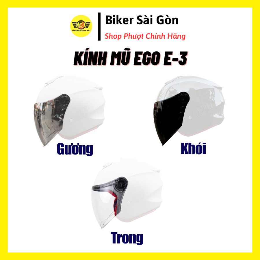KÍNH CHẮN MŨ 3/4 EGO E3 (KHÔNG BAO GỒM MŨ BẢO HIỂM) - Biker Sài Gòn