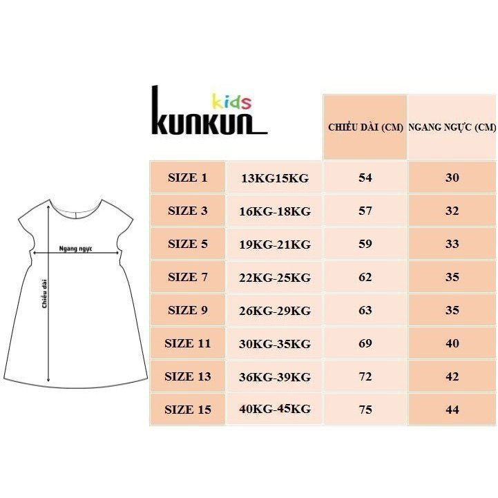 Đầm bé gái thun lạnh in 3D hình  KUNKUN KID D1052 - Đầm trẻ em size đại từ 10-45kg