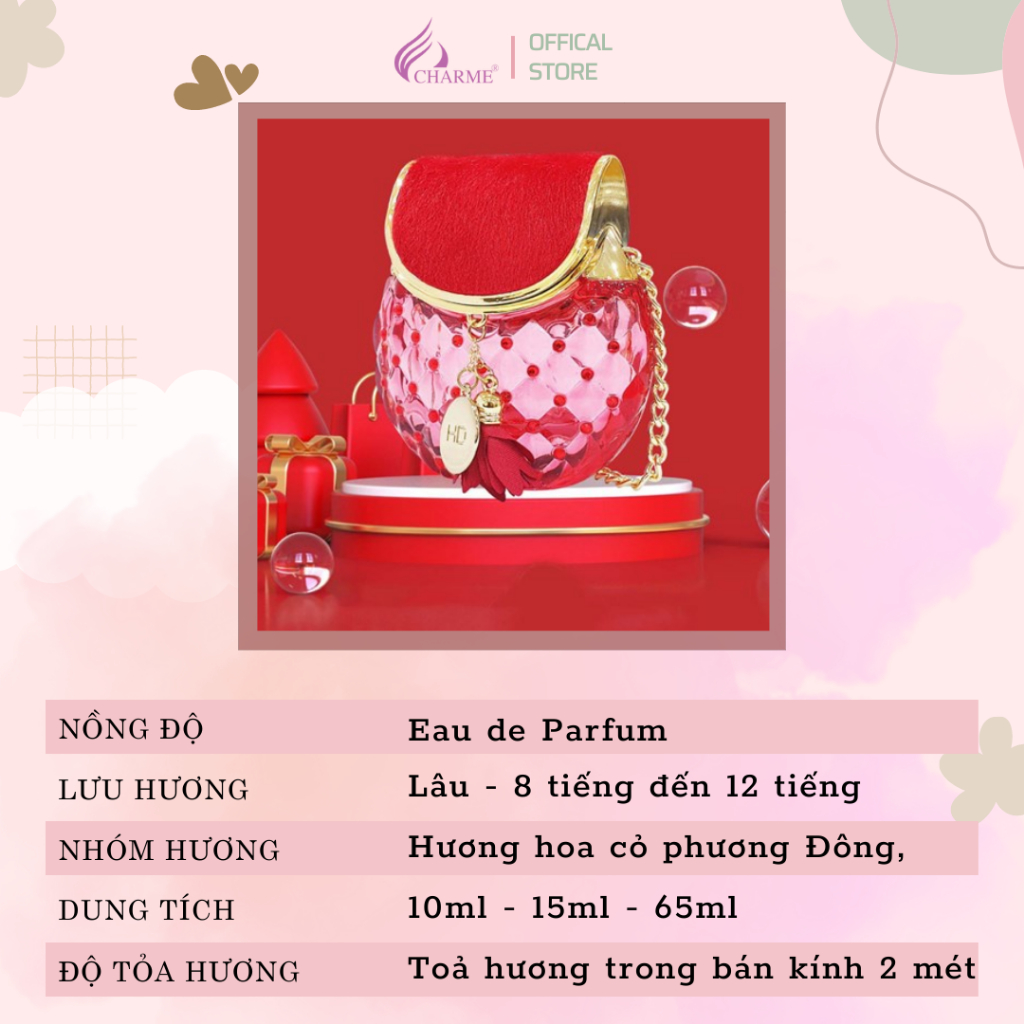 Nước hoa nữ thơm lâu, Charme HD, chai Test mini, cho cô nàng quyến rũ, gợi cảm, hiện đại, 10ml