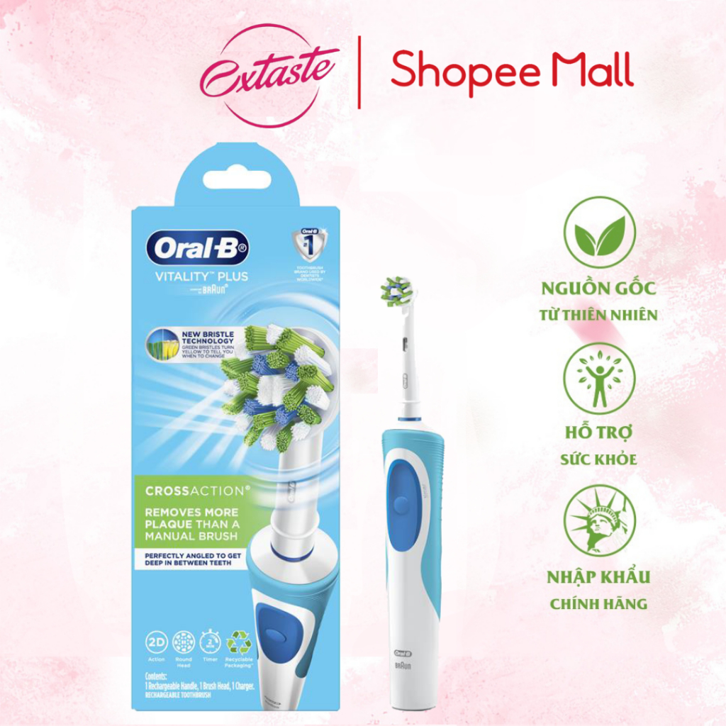 Bàn chải điện oral-b cross action Healthy Care giúp sạch sâu mảng bám kẽ răng Extate Official Mall