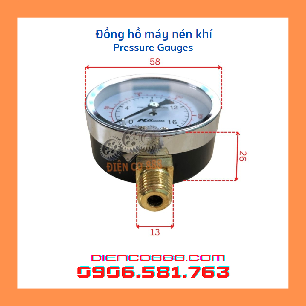 Đồng hồ đo áp lực máy nén khí thông dụng