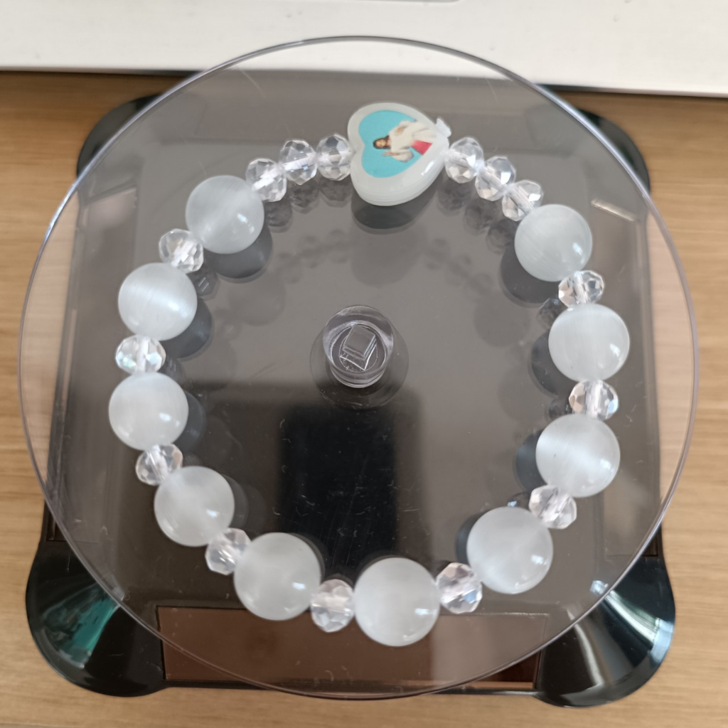 Chuỗi tràng hạt mân côi công giáo màu trắng 10 hạt 8li 10li đeo tay - quà tặng công giáo