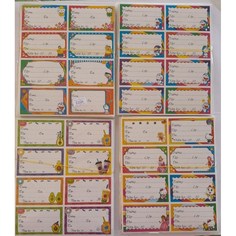 Set 40 nhãn vở có keo dán sẵn