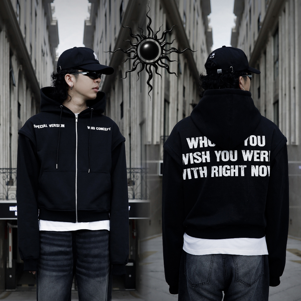 Áo hoodie WHO CONCEPT, hoodie boxy 3zipper