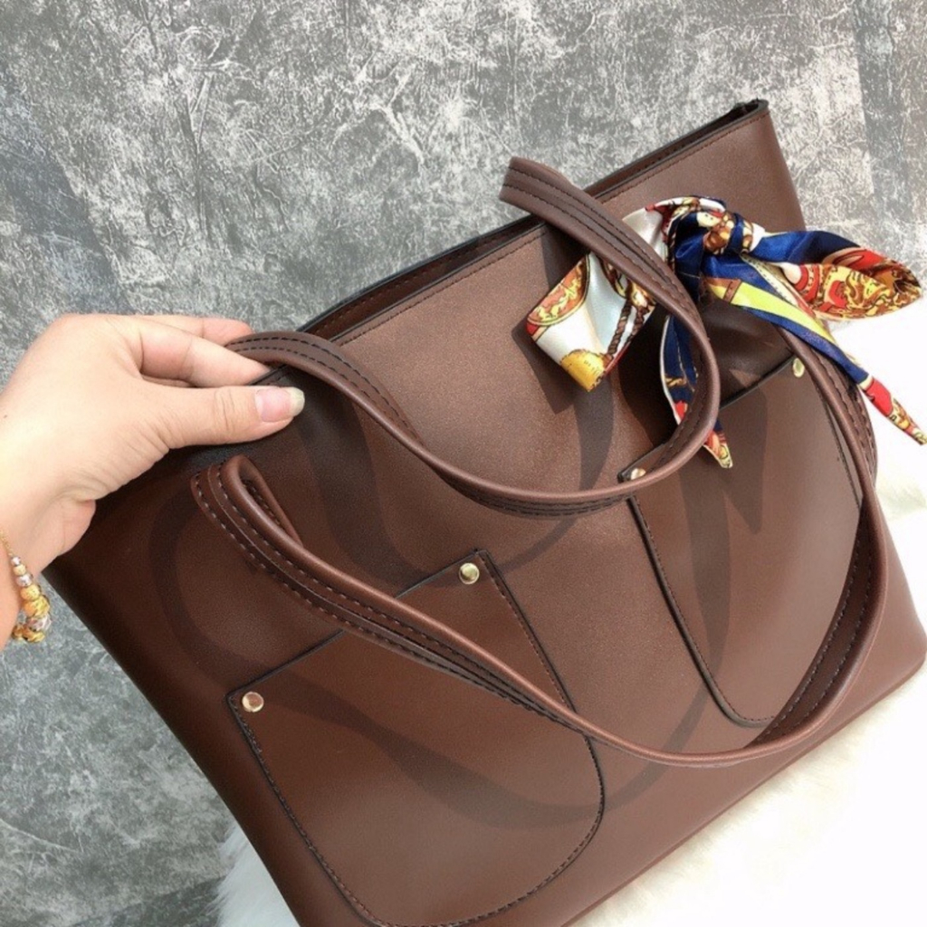 Túi xách, túi công sở da dầy sz38 đựng vừa laptop có ngăn đựng ví K07