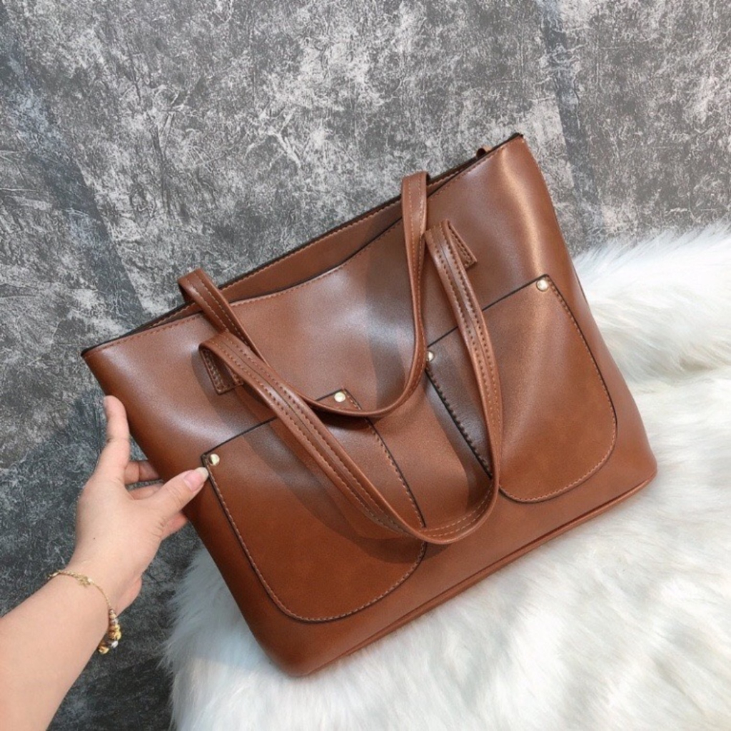 Túi xách, túi công sở da dầy sz38 đựng vừa laptop có ngăn đựng ví K07