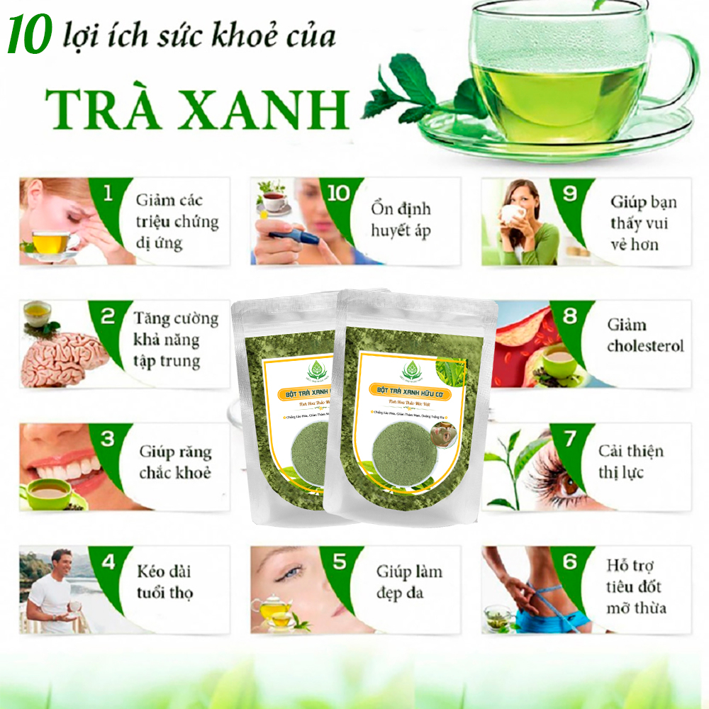 ✅[THƯỢNG HẠNG] Bột Trà Xanh Đắp Mặt Nạ Nguyên Chất Sấy Lạnh Hữu Cơ Giúp Giảm Cân Mờ Thâm Nám Giảm Mụn | BigBuy360 - bigbuy360.vn