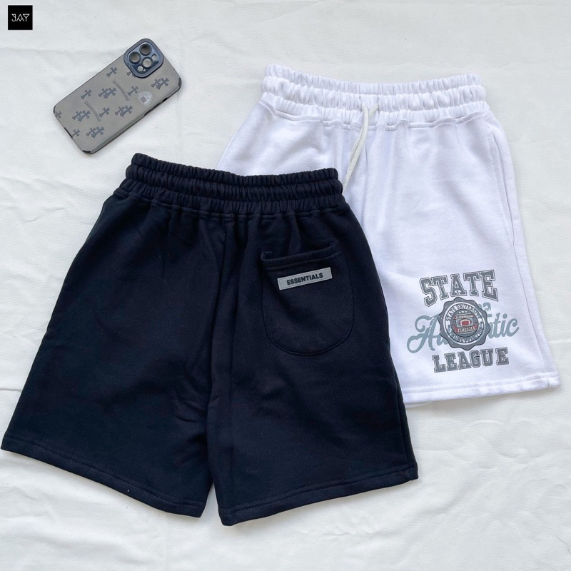 Short thun STATE LEAGUE 🏁 Unisex clothing 3 Màu ĐEN/ TRẮNG/ KEM